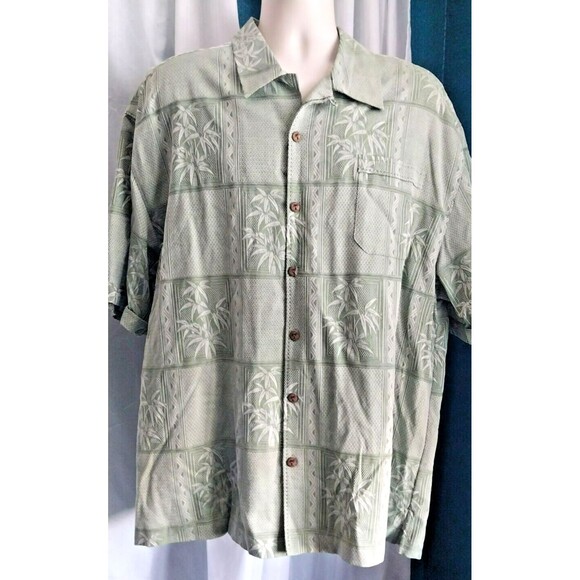 100% Silk Hawaiian Shirt Vintage Jamaica Jaxx, Palm Trees, Size 2XL, Green - Picture 1 of 7